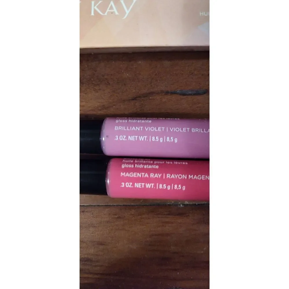 MARY KAY COSMETICS SET (2) GLOSSY LIP OIL MAGENTA RAY/ BRILLIANT VIOLET (HYDRATE